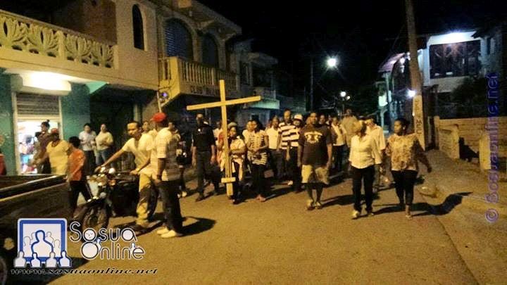 People of Charamicos walking the Stations of the Cross